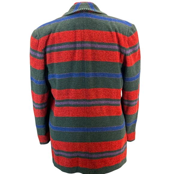 Casual Corner Vintage Red Wool Blend Aztec Western Country Blazer Women 10 - Picture 2 of 8